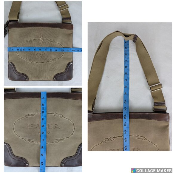 Prada Jacquard Logo Shoulder Bag Leather Canvas Brown Used Authentic F/Shipping - Picture 13 of 13